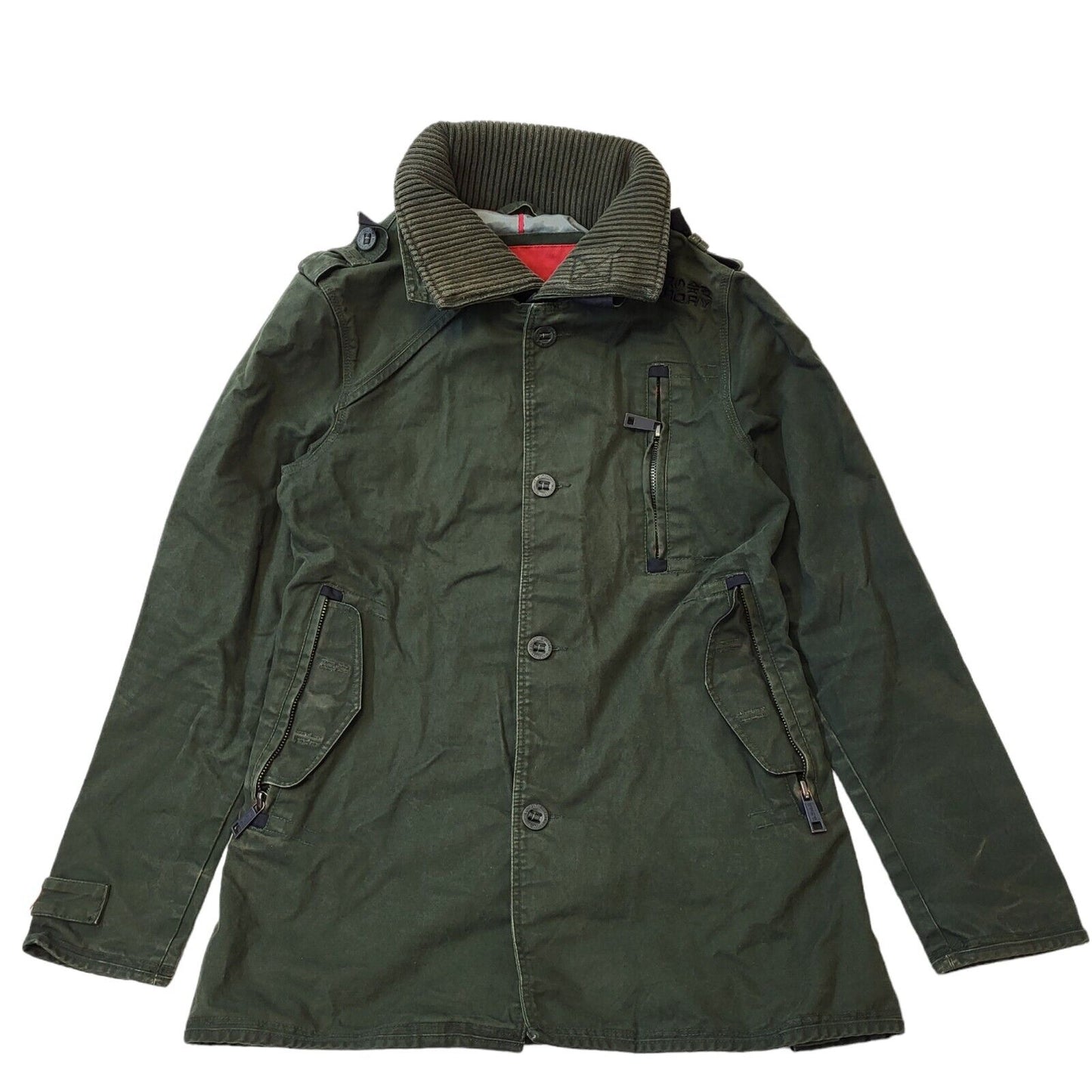 Superdry Double Black Label Green Hooded Jacket Uk Men's Medium G709