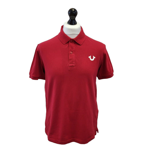 True Religion Red Short Sleeve Polo Shirt Mens Uk M EU 50 G339