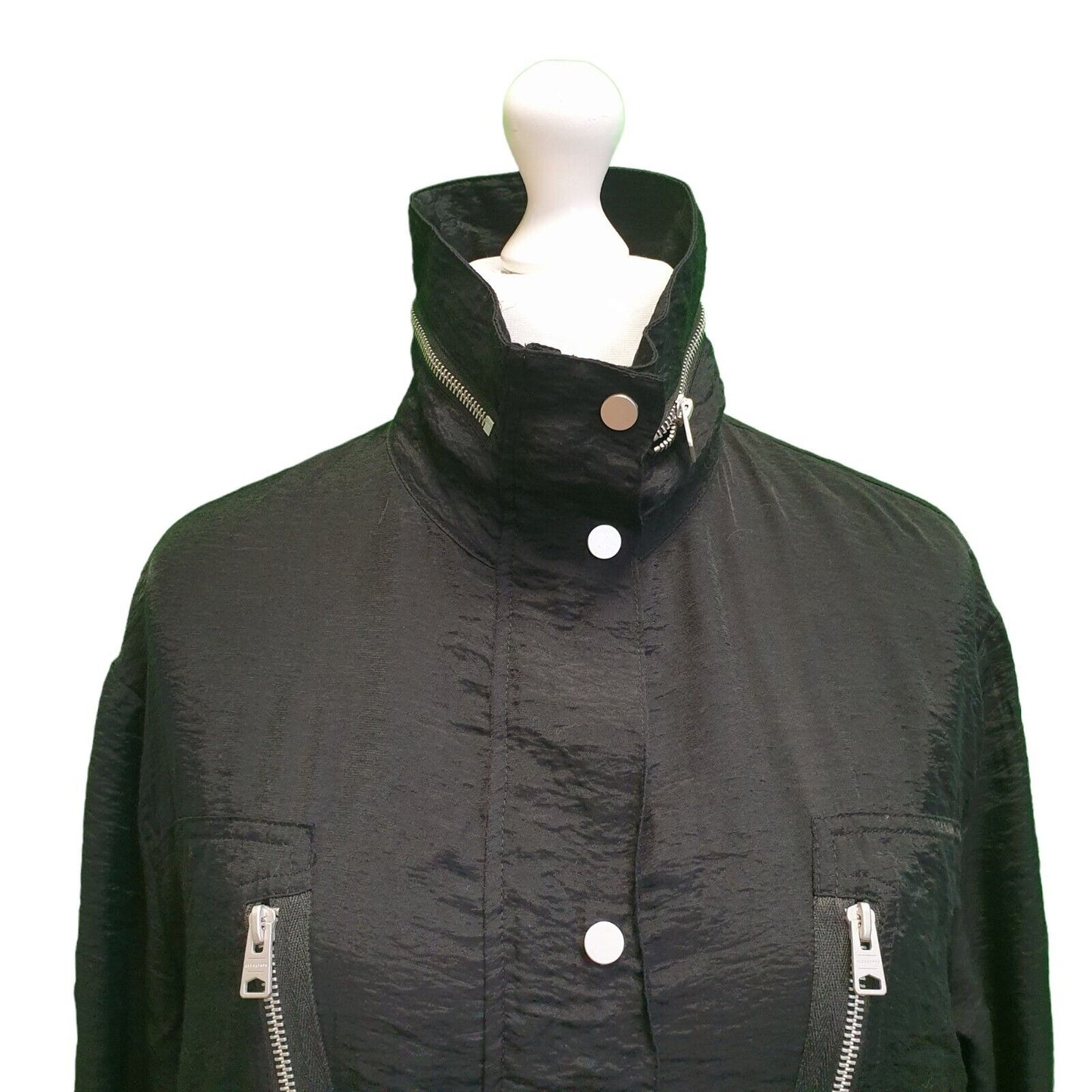 Allsaints Black Long Lightweight Anges Parka Jacket uk Women's XS Bnwt H786
