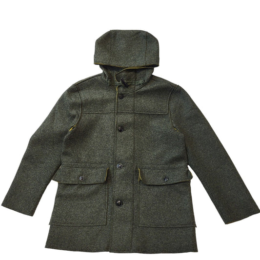 Individual Green Wool Blend Hooded Jacket Uk Men's Medium G708