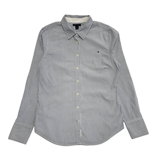 Tommy Hilfiger Blue White Striped Button Up Blouse Shirt Women's UK M H383