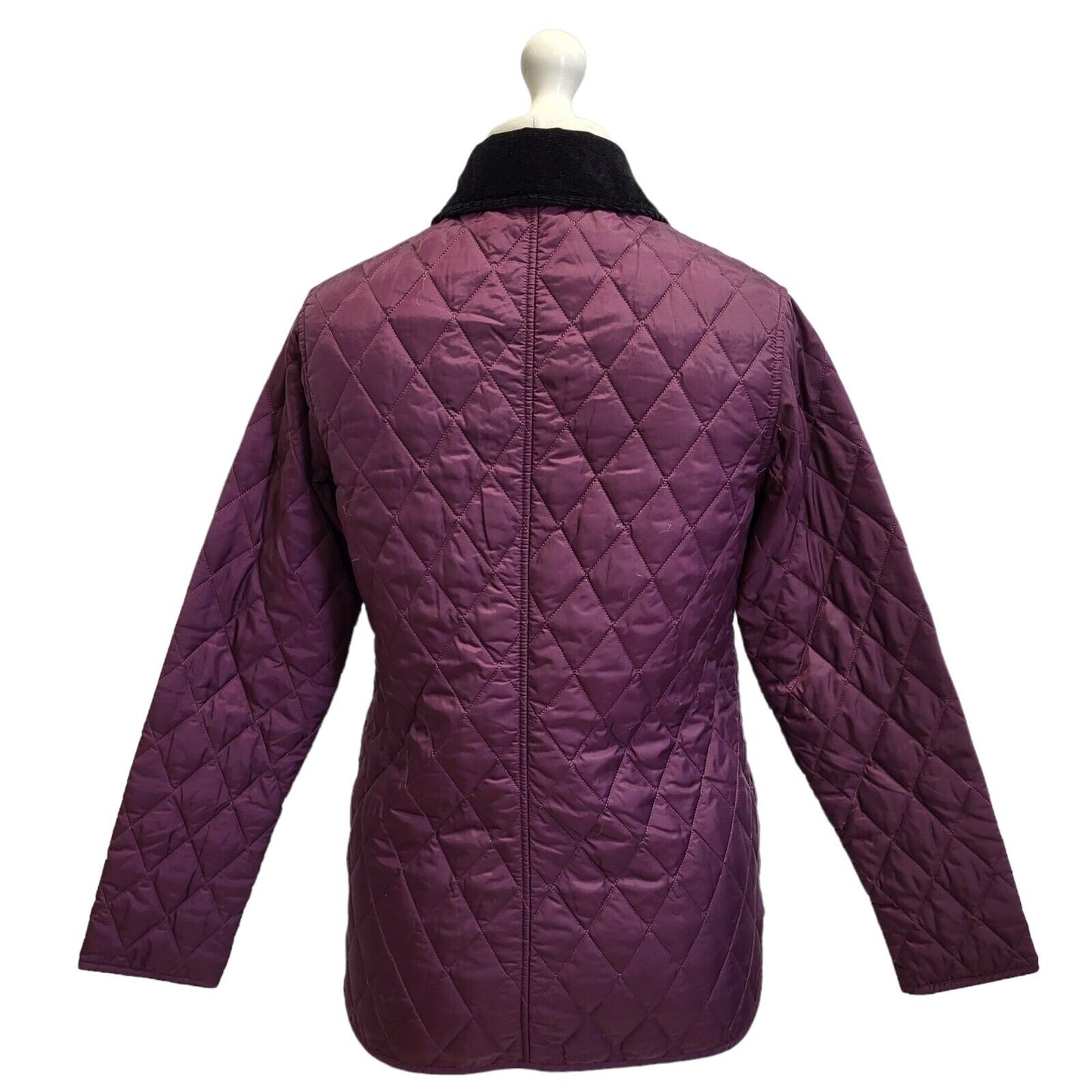 Barbour Liddesdale Purple Snap Fasten Quilted Jacket Uk Women's 8 Eu 36 G17