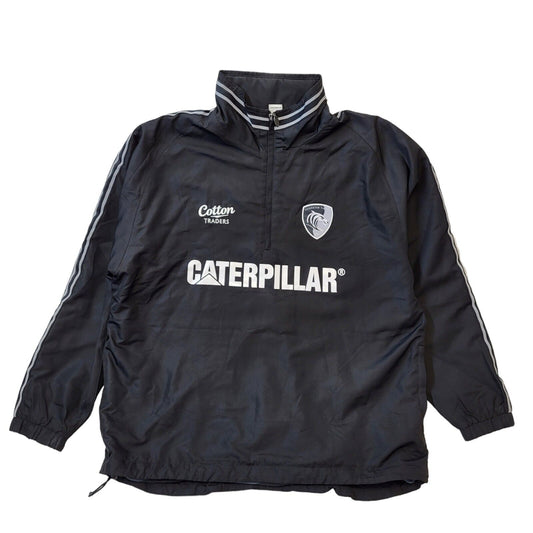 Leicester Tigers  Black 1/4 Zip Activewear Top Uk Men's Large G622