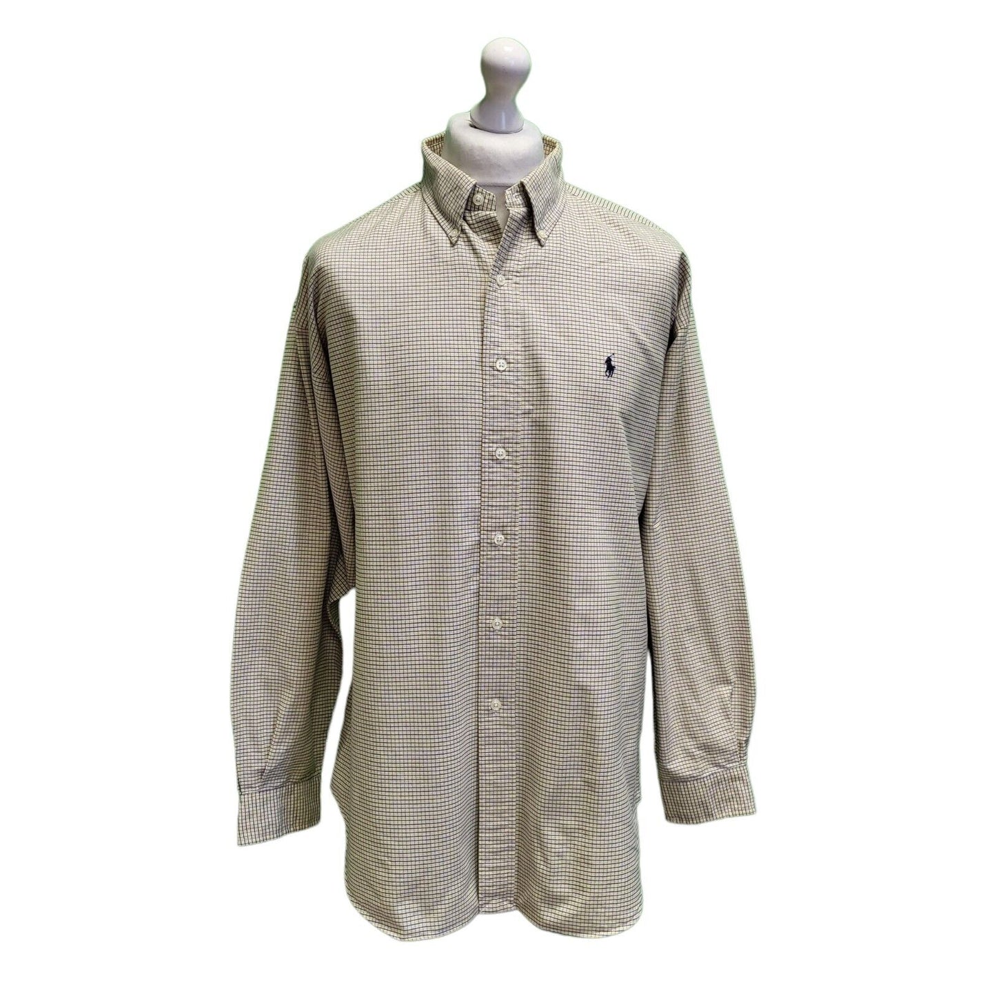 Ralph Lauren Blake Yellow Blue Check L/Sleeve Over-sized Shirt Men's UK xL H382