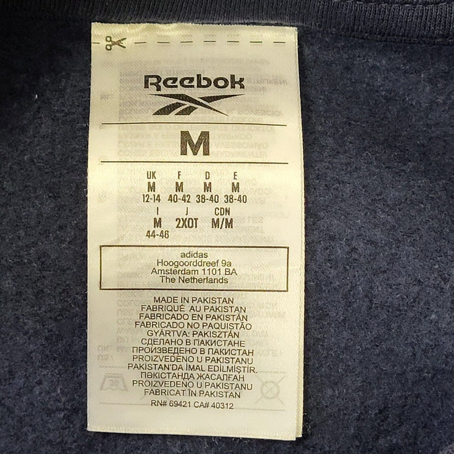 Reebok Navy Blue Long Sleeve Round Neck Sweatshirt uk Women's Medium H711