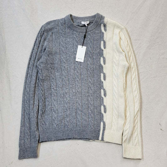Reiss Grey White Crew Neck Jumper Uk Men's Medium Bnwt G502