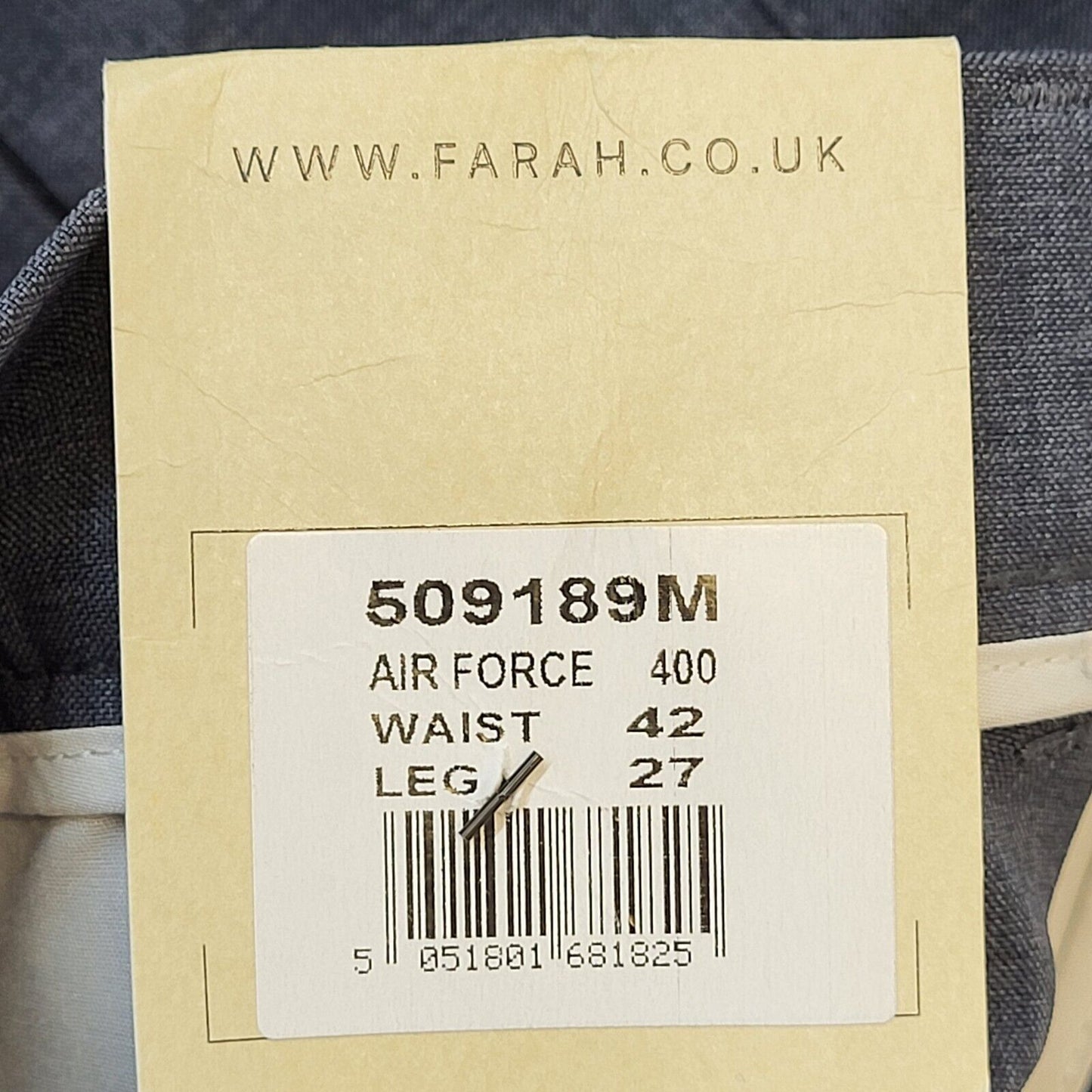 Farah Blue Air Force 400 Straight Leg Trousers Uk Men's 4XL W42 L27 Bnwt G207
