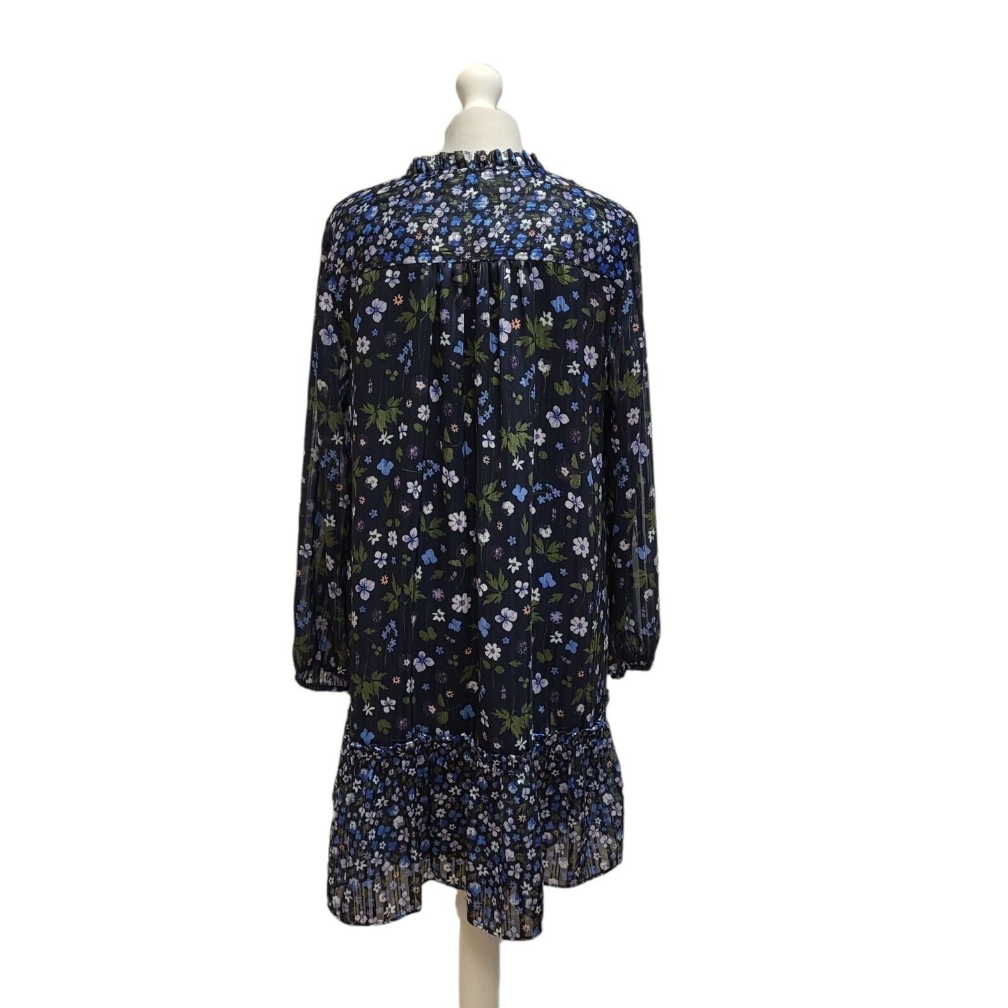 M&S Blue Green Floral 3/4 Sleeve Shift Dress UK Women's 12 Bnwt BB341