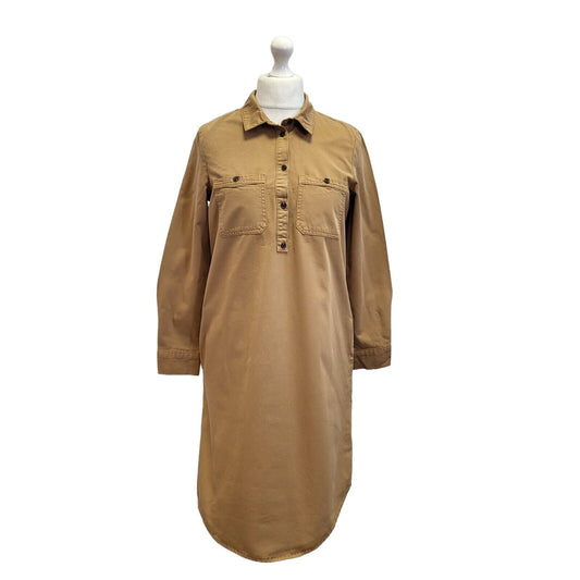 Esprit Brown Cotton Long Sleeve Daywear Shirt Dress Uk Women's 10 Eu 38 G101