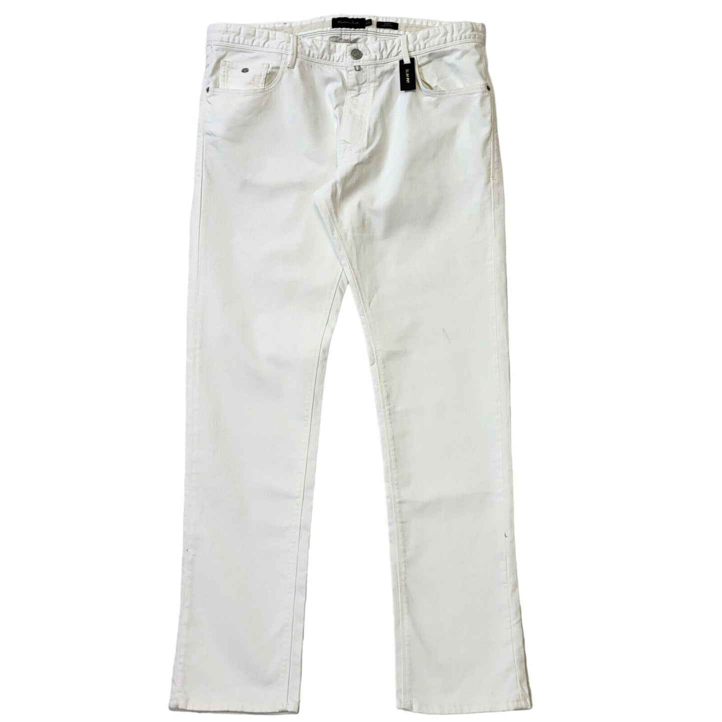 Massimo Dutti White Straight Leg Denim Jeans Uk Men's XL W36 L33 Bnwt G185