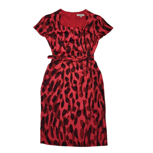 L.K.Bennett Pink Animal Print S/Sleeve Silk Belted Dress Women's UK 10 G811
