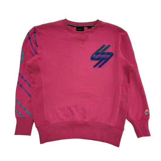 Superdry Sweatshirt Crew Neck Long Sleeve Pink Womens Size L G412