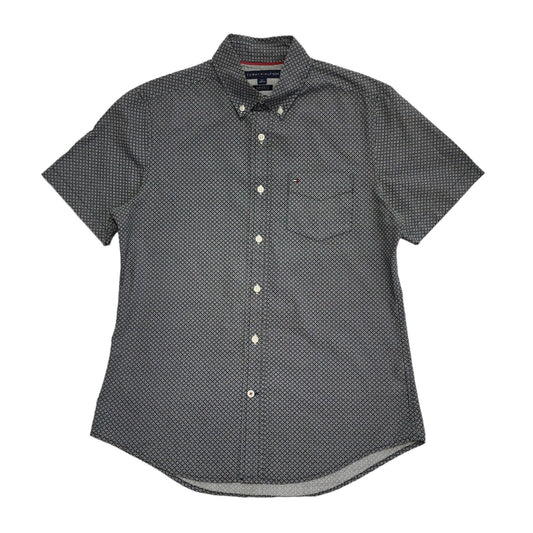 Tommy Hilfiger Black White Geometric S/Sleeve Shirt Men's UK S eu 46 H376