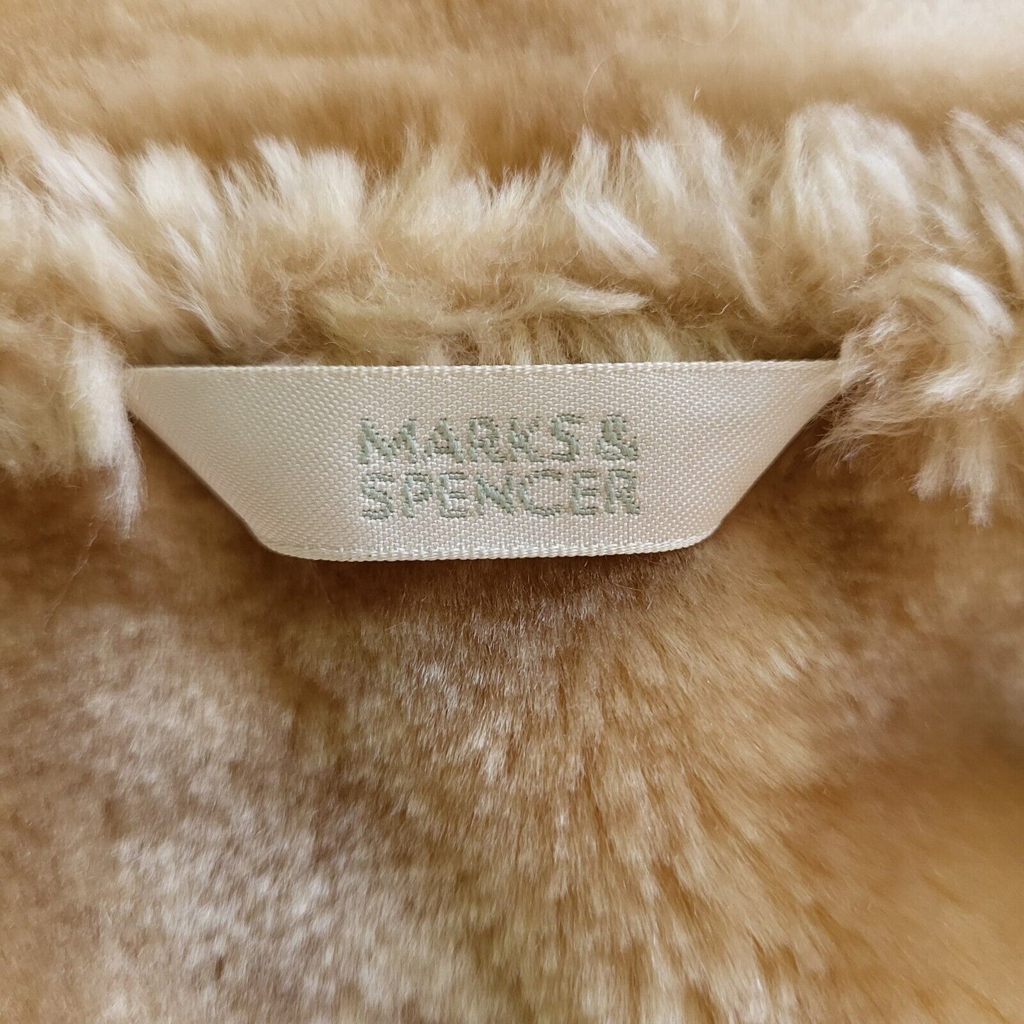 Marks & Spencer Beige Faux Fur Long Sleeve Coat Women's L 14 eu 42 G851