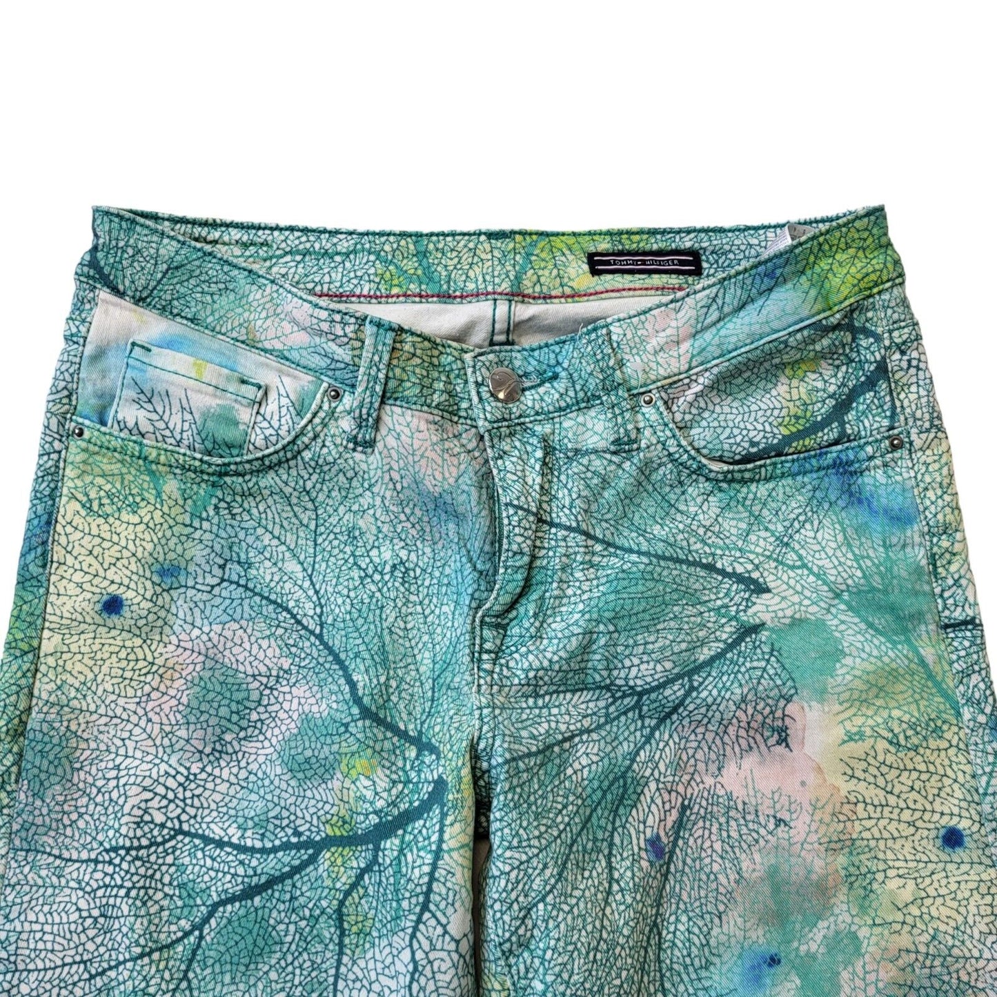 Tommy Hilfiger Green Floral Skinny Denim Jeans UK Women's 10 W28 L31 G431