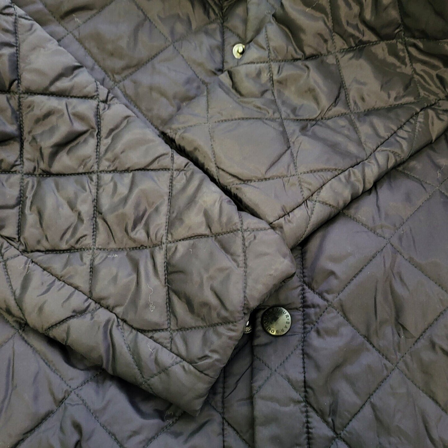 Barbour Liddesdale Navy Blue Snap Fasten Quilted Jacket Men's  uk xS H74