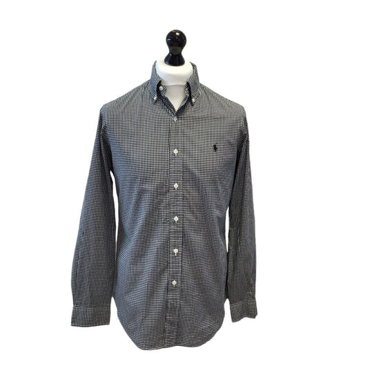 Polo Ralph Lauren Black White Check Long Sleeve Shirt Uk Men's S Eu 46 G288
