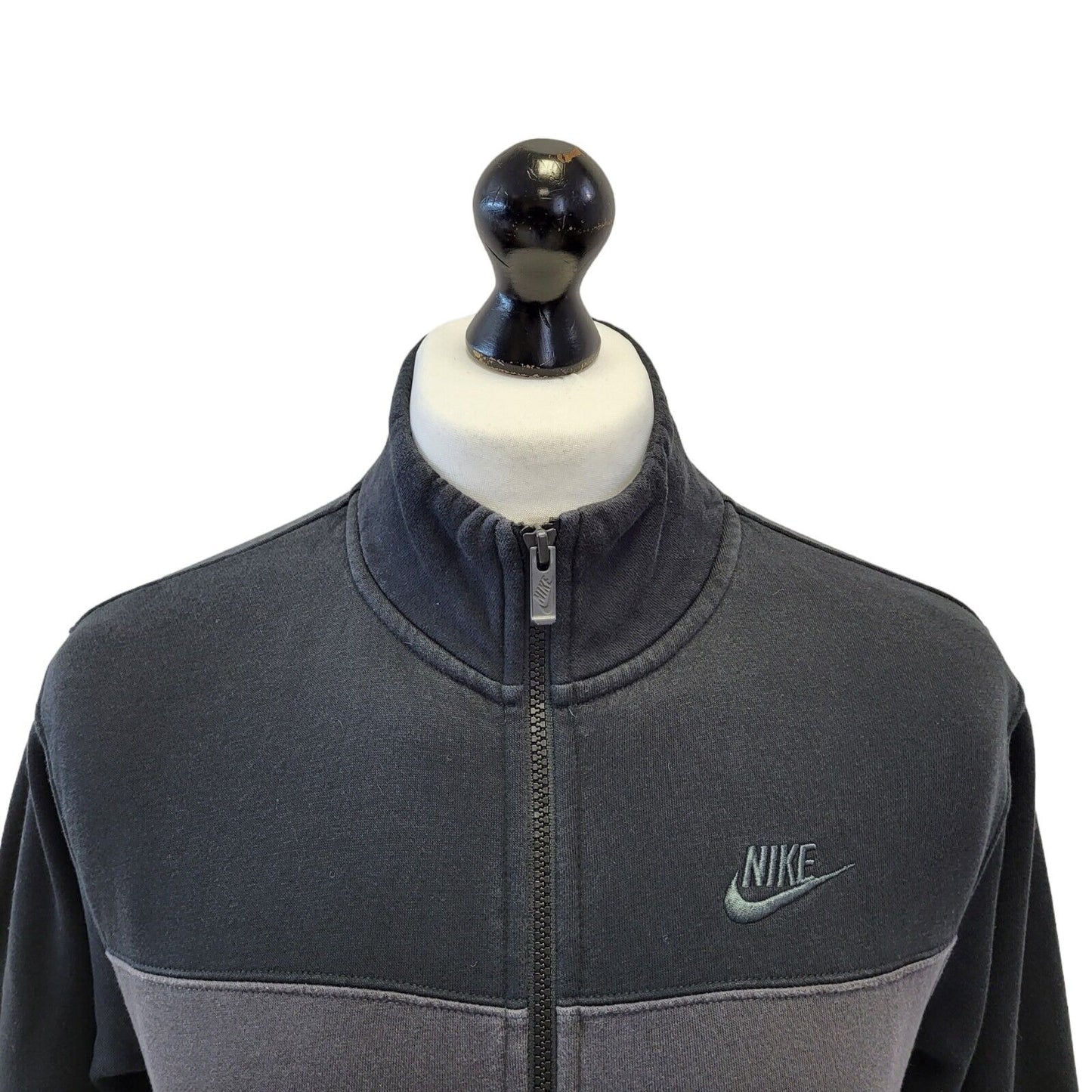 Nike Black Grey Zipped Sports Tracksuit Top Uk Men's Extra Small G454