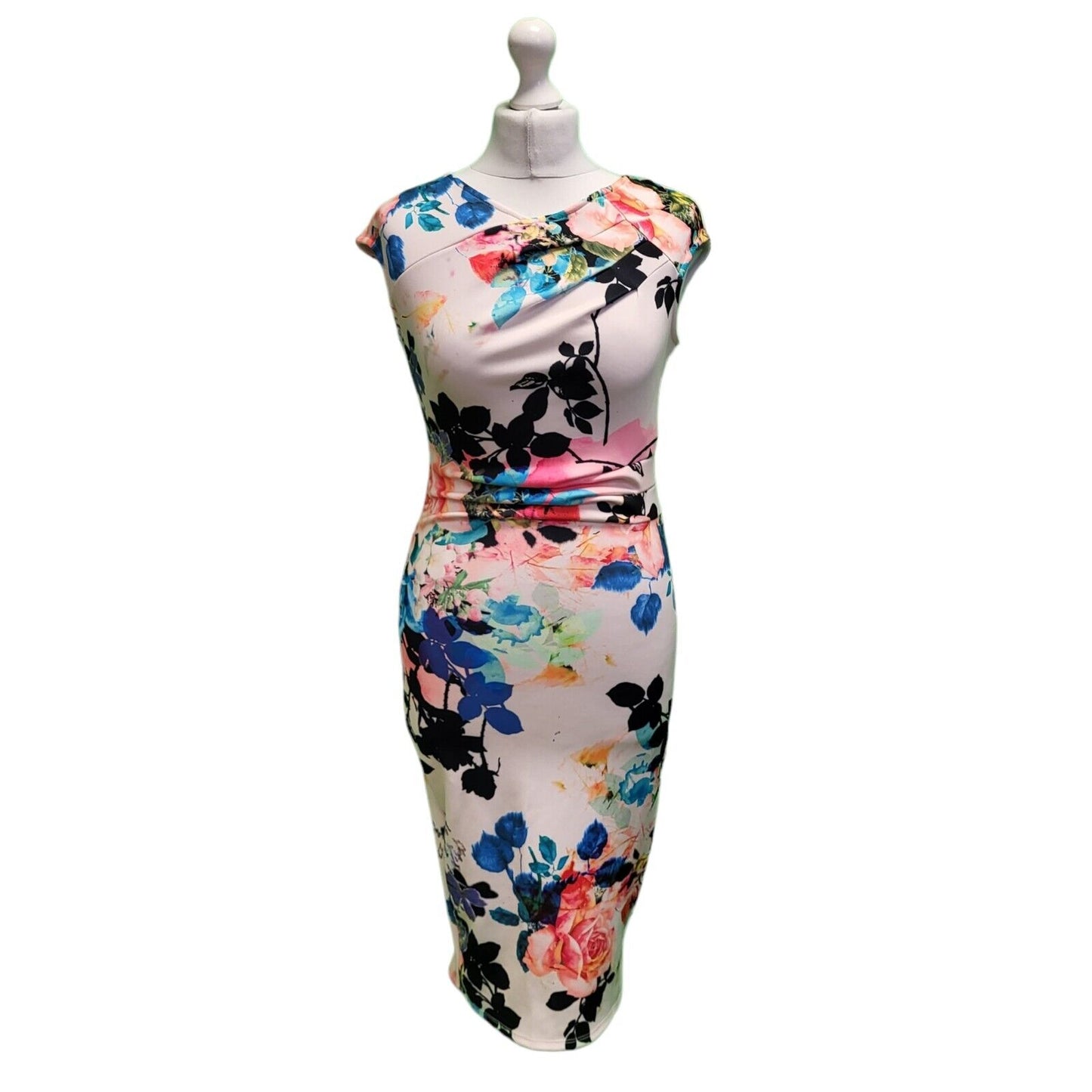 Lipsy Nude Floral Pencil Summer Shif Dress UK Women's M 10 BNWT H757