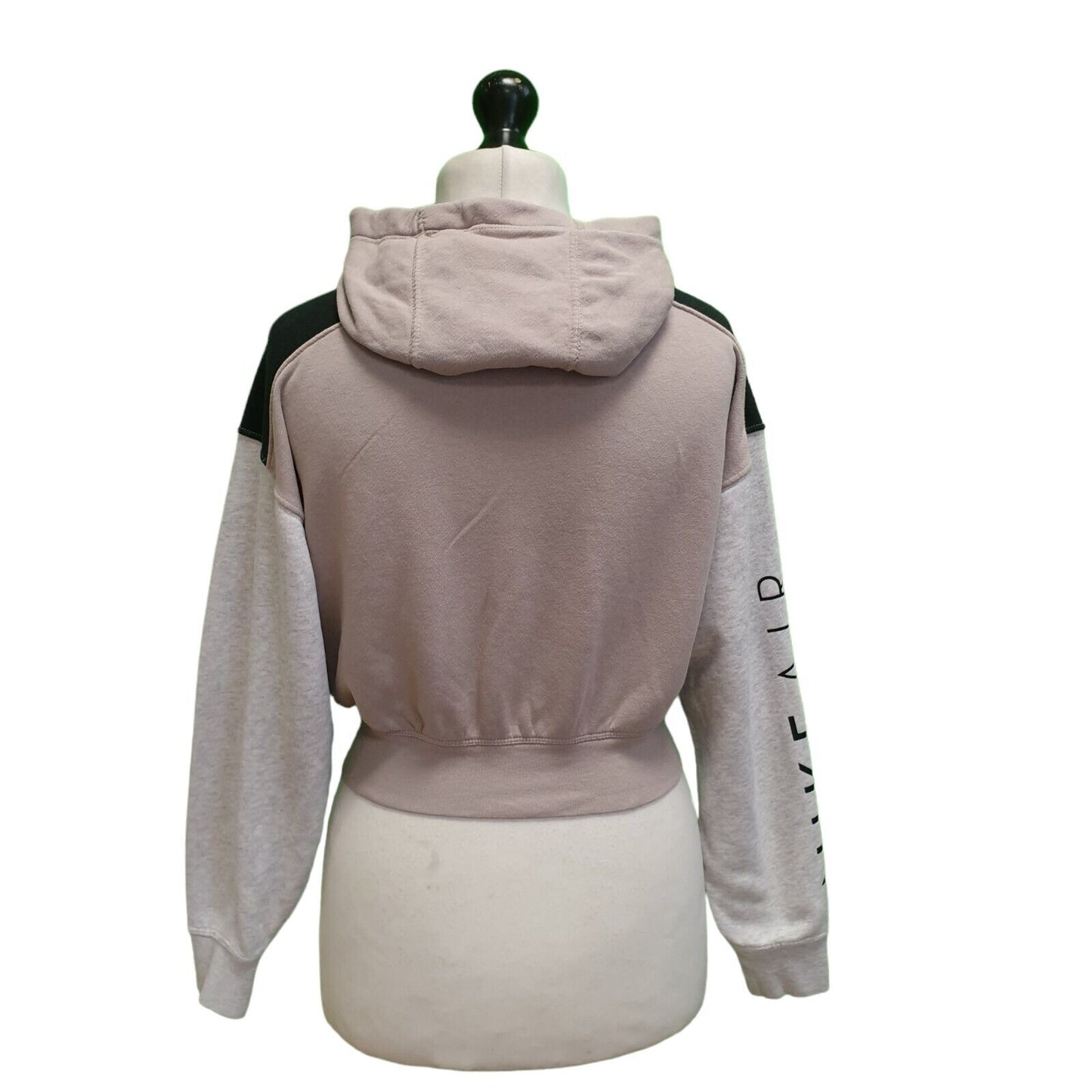 Nike Grey Black Cropped Drawstring Sweatshirt Hoodie Women's UK S 8 EU 36 H938