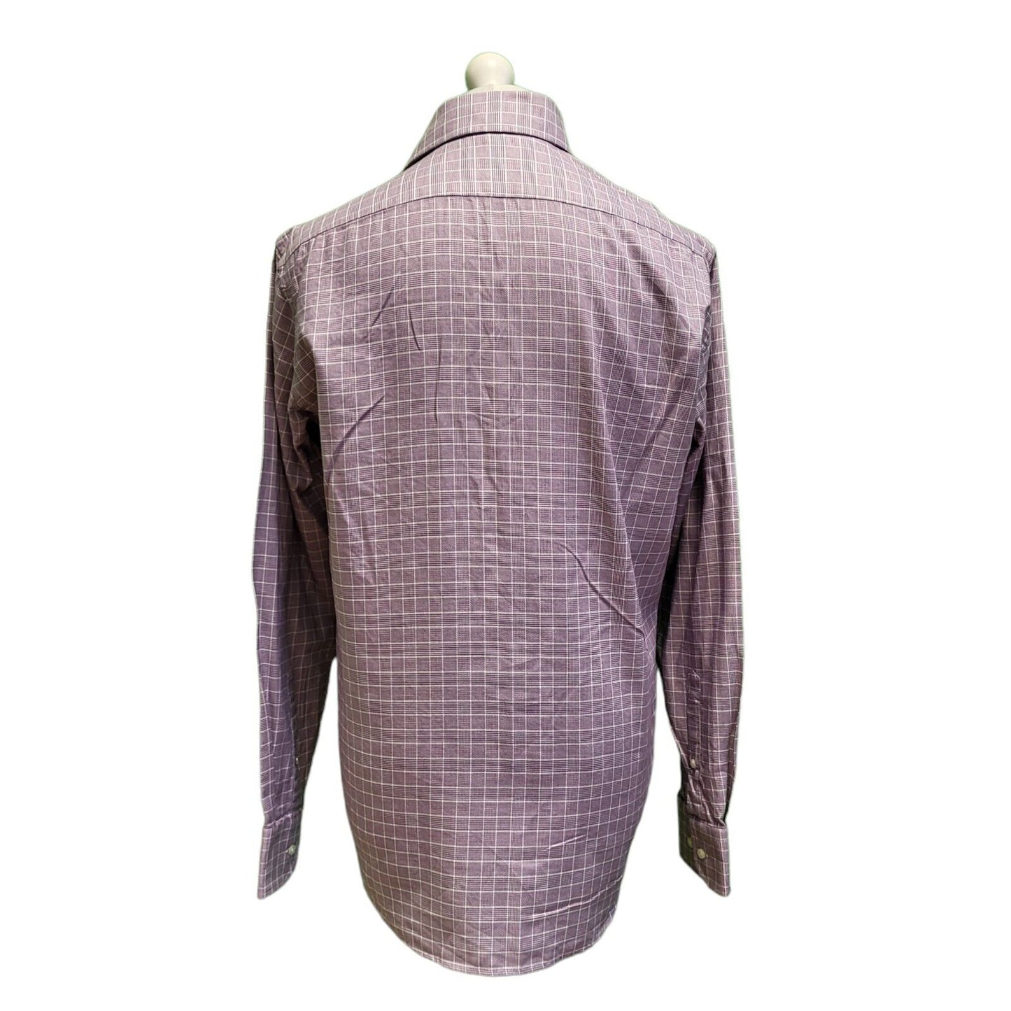 Hugo Boss Purple White Check L/Sleeve Regular Fit Shirt UK Men's Medium H652