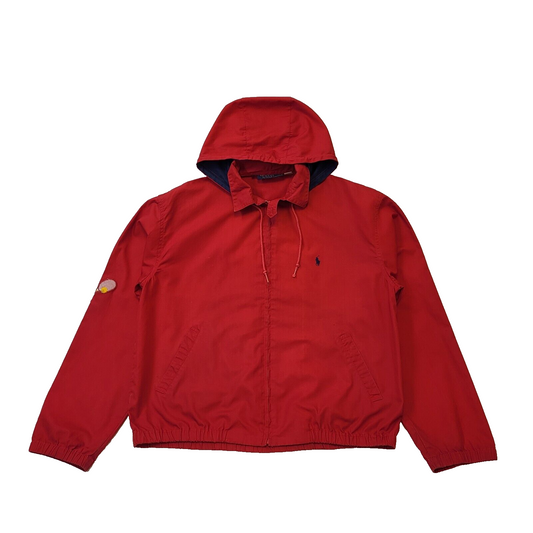 Ralph Lauren Tennis Red Blue Hooded Sports Jacket Women's Uk M 10 H111