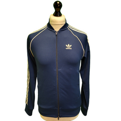 Adidas Blue White Long Sleeve Sports Tracksuit Top Men's UK XS H966