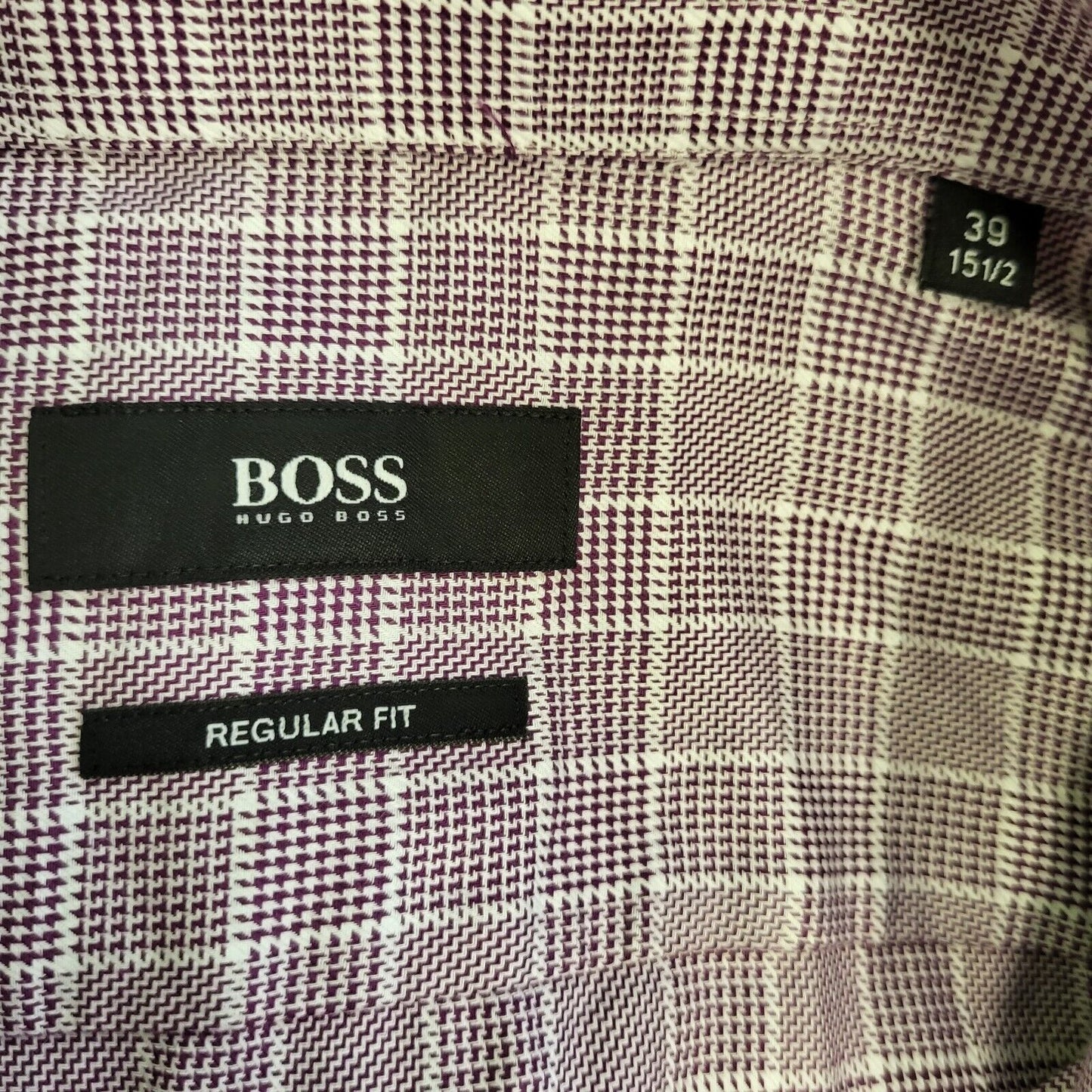 Hugo Boss Purple White Check L/Sleeve Regular Fit Shirt UK Men's Medium H652