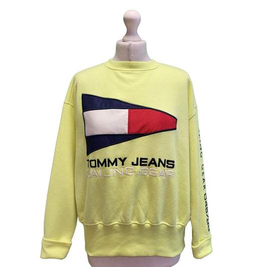 Tommy Jeans Yellow Spell Out Long Sleeve Sweatshirt Women's UK XS 8 EU 34 H142