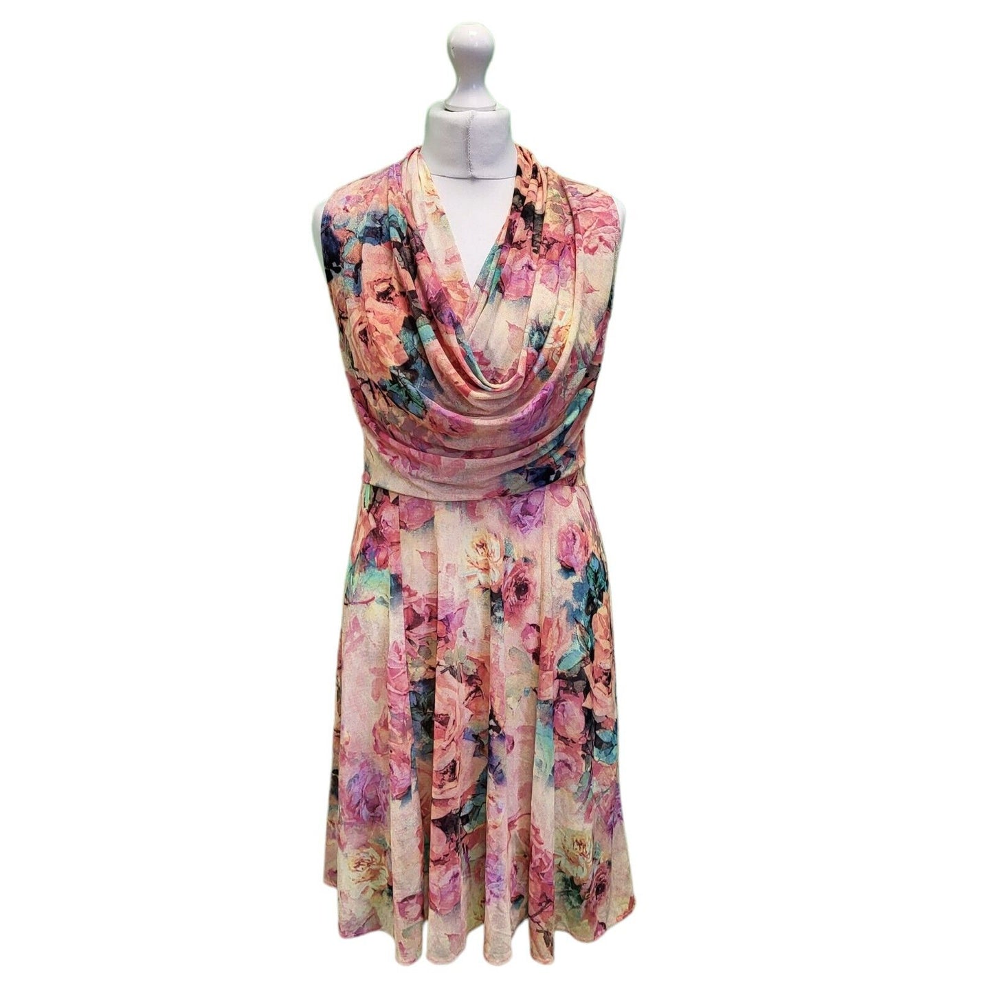 Miss Patina Multicoloured Floral Skater Dress UK Women's Small H700