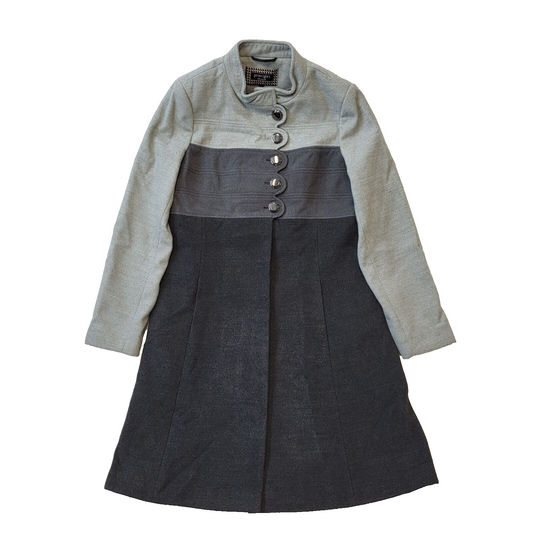 Principles Black Grey Button Collared Coat Women's UK L 12 EU 40 H300