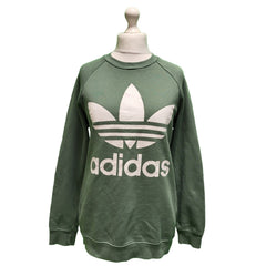 Adidas Green Spell Out Long Sleeve Sports Sweatshirt Women's UK L 12 E 40 H147