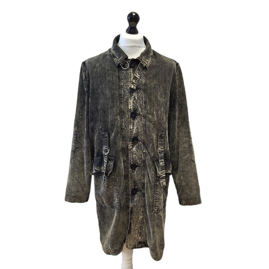 Fake London Corduroy Grey Black Collared Coat Mens M G161