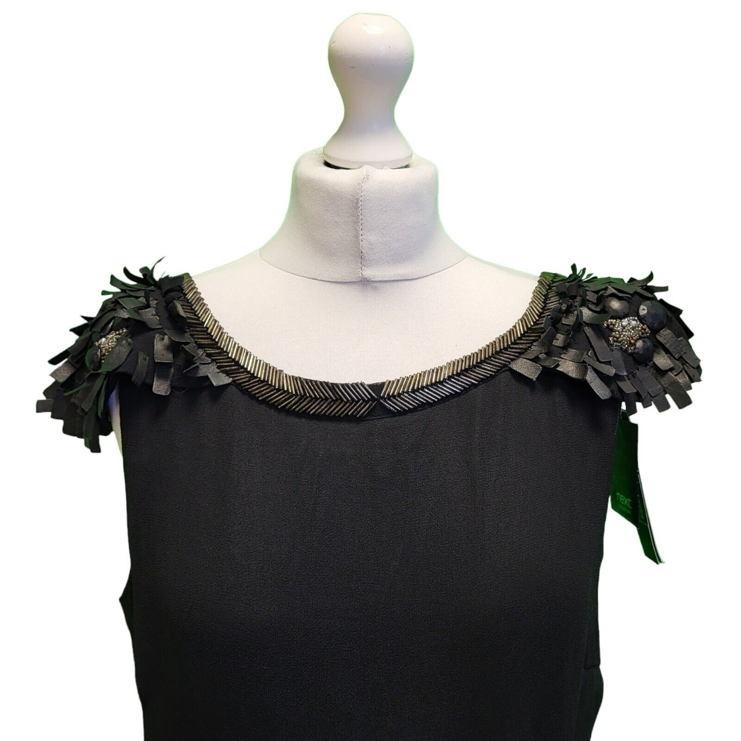 Next Black Beaded Fit & Flare Evening Dress UK Women's 16 BNWT H702