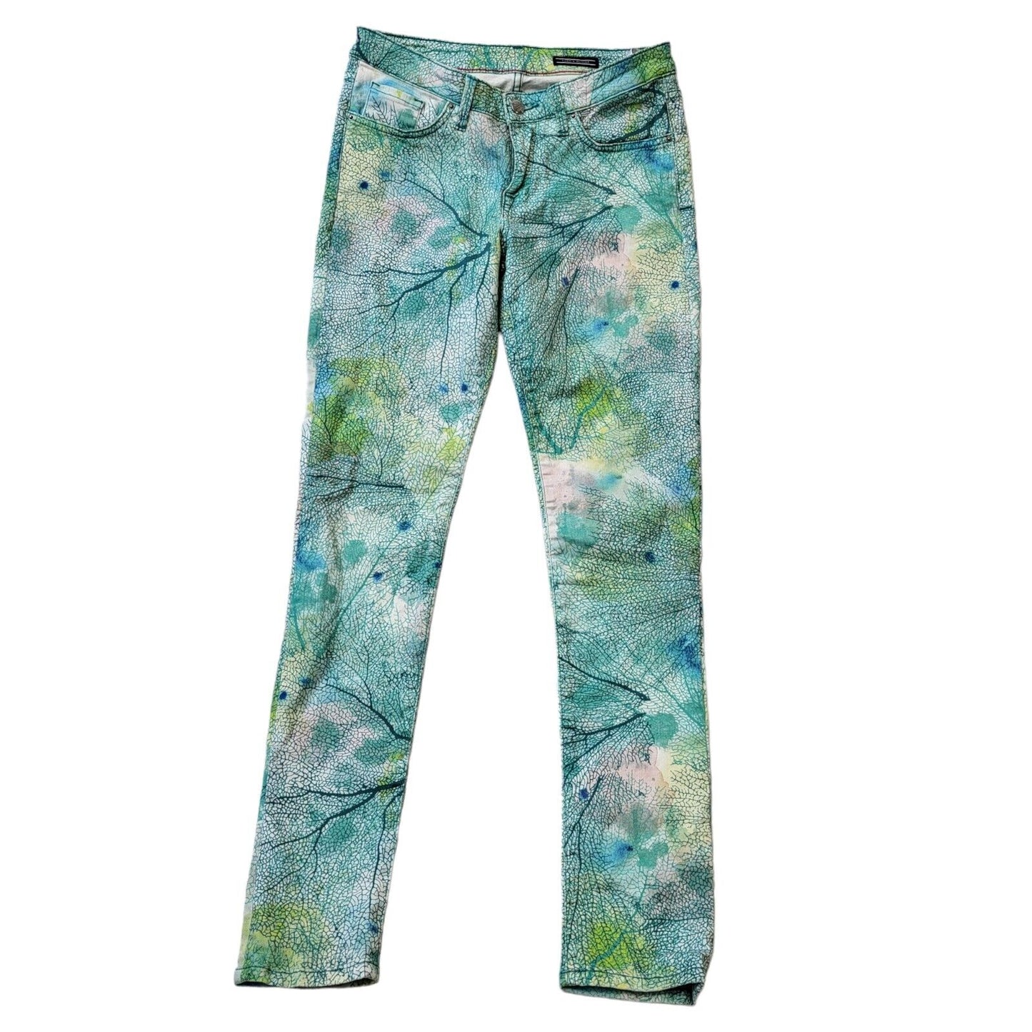Tommy Hilfiger Green Floral Skinny Denim Jeans UK Women's 10 W28 L31 G431