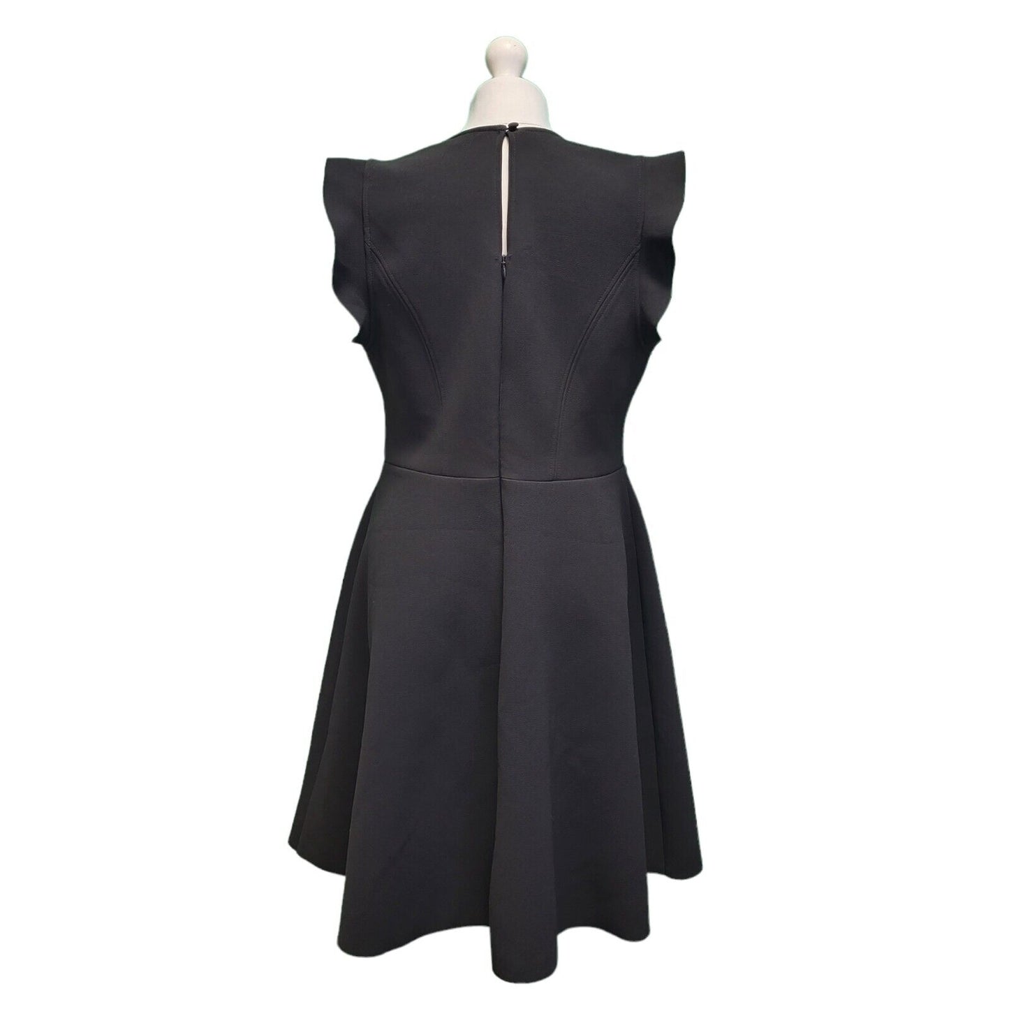 Next Black Lace Front Cap Sleeve A-Line Formal Dress Women's UK 16 G762