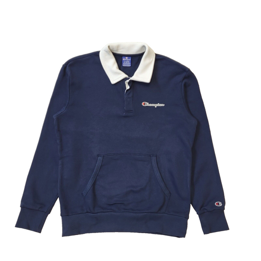 Champion Navy 1/4 Button Long Sleeve Sweatshirt Men's Uk XL Eu 56 G858