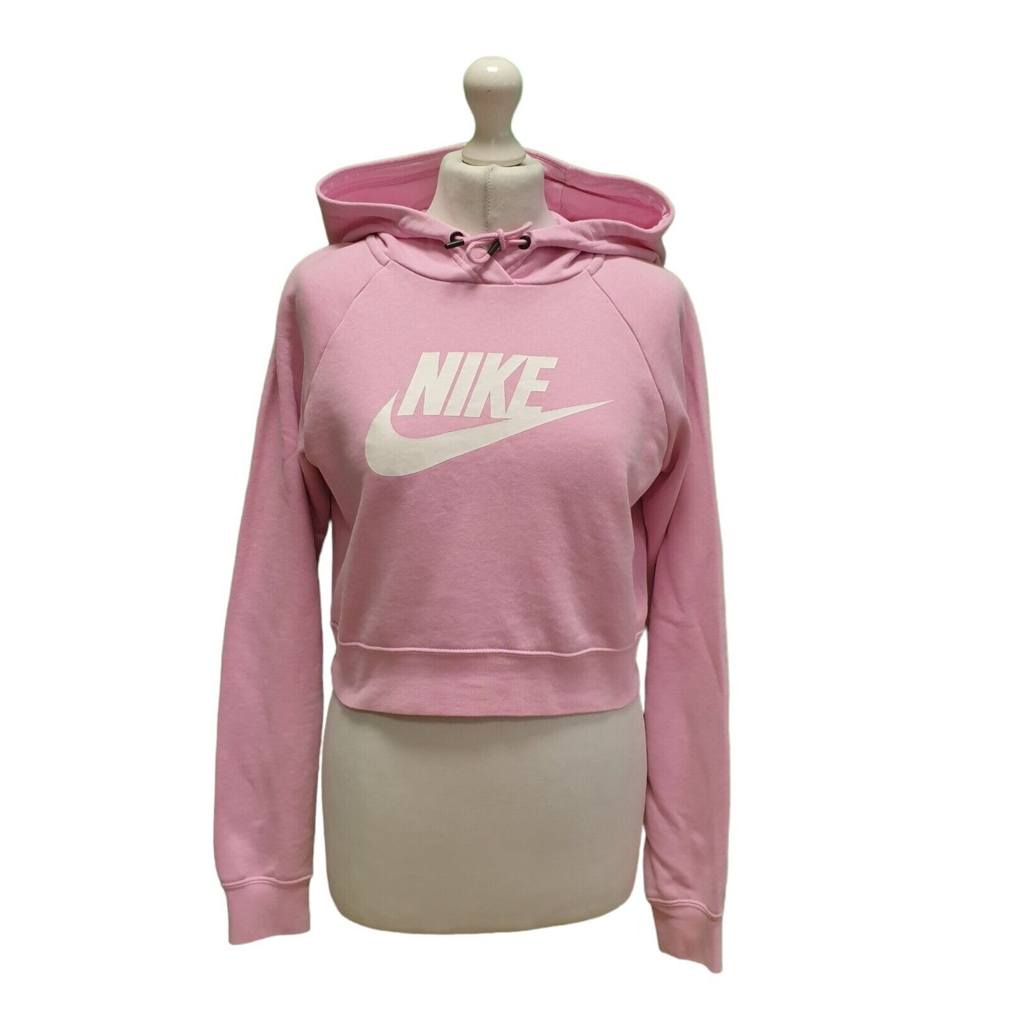Nike Pink Cropped Drawstring Sweatshirt Hoodie Women's UK XS 6 EU 34 H944