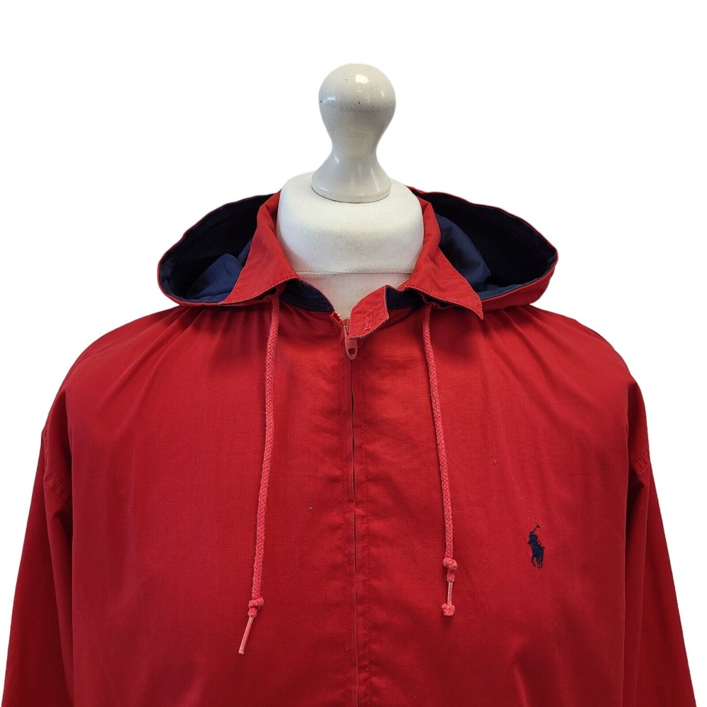 Ralph Lauren Tennis Red Blue Hooded Sports Jacket Women's Uk M 10 H111