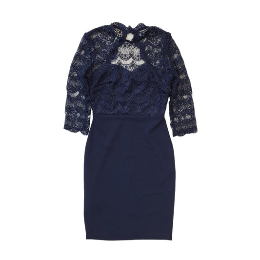 Paper Dolls Blue Lace Half Sleeve Evening Pencil Dress Women's  BNWT UK 8 G823