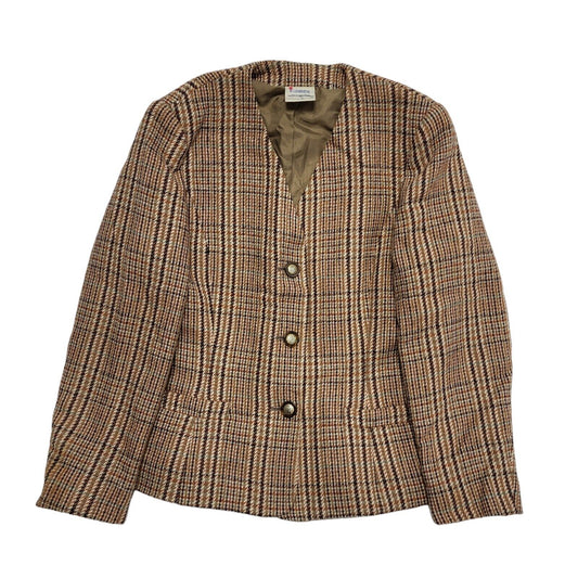 Eastex Brown Black Check Long Sleeve Jacket UK Women's 12 H694