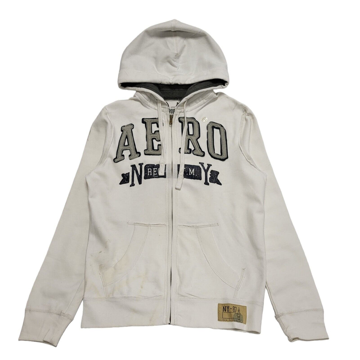 Aeropostate White Long Sleeve Zip Sweatshirt Hoodie Men's UK M EU 50 H594 BNWT