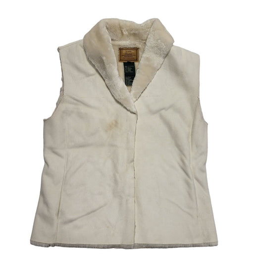 Ralph Lauren White Brown Faux Fur Collared Gilet UK Women's L H695