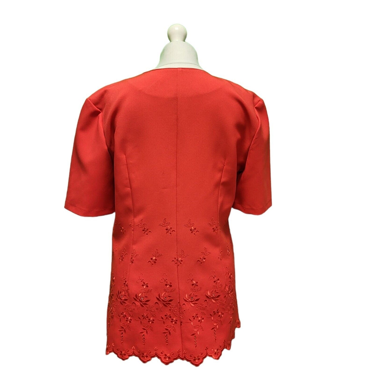 Christella Paris Red Short Sleeve  Blouse Top Women's UK M 10 H953