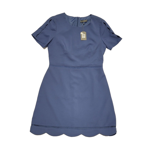 Oasis Blue Short Sleeve Mesh Pattern Summer Dress Uk Women's XL 14 BNWT H783