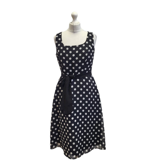 Petite Collection Debenhams Black Polka Dot Dress Uk Women's 12 Eu 40 Bnwt G109
