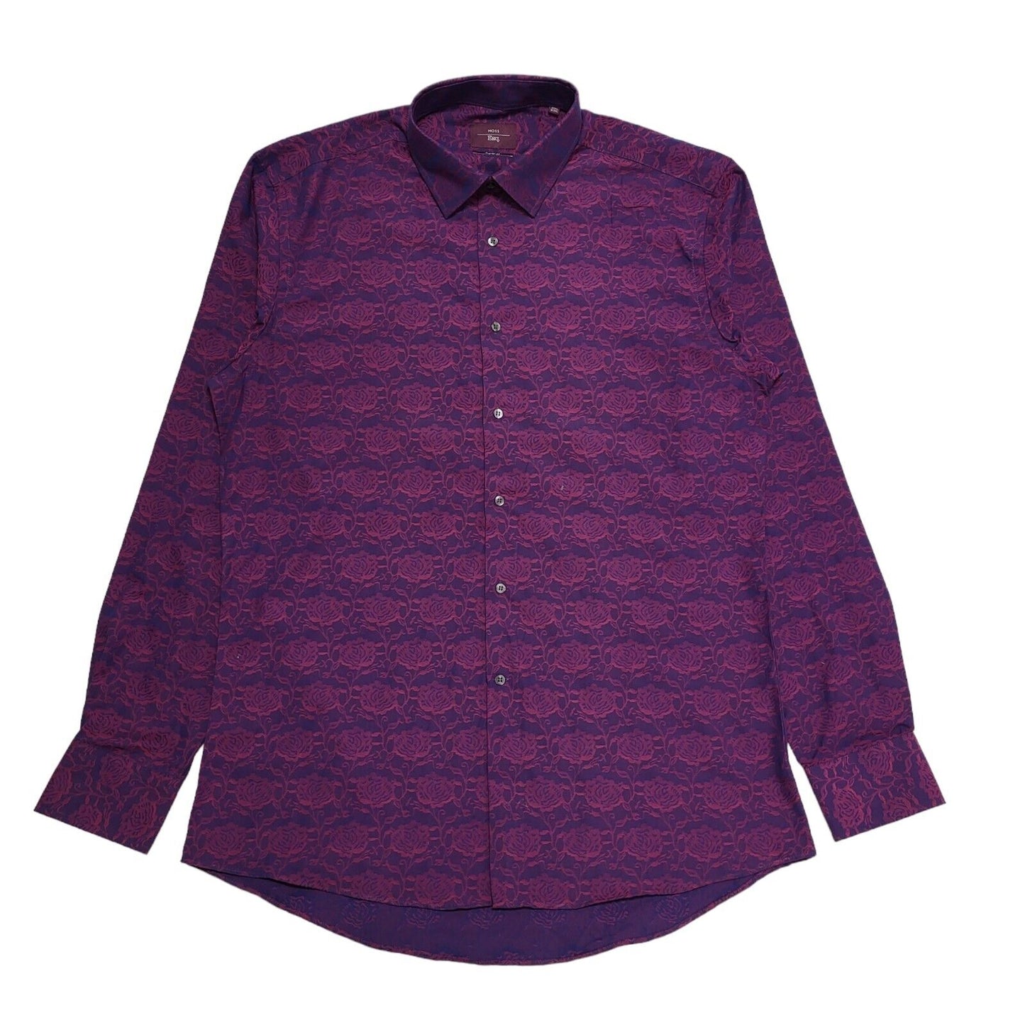 Moss Esq Purple Long Sleeve Shirt Uk Men's Large Long BB379