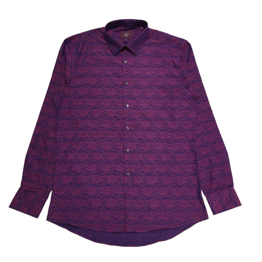 Moss Esq Purple Long Sleeve Shirt Uk Men's Large Long BB379