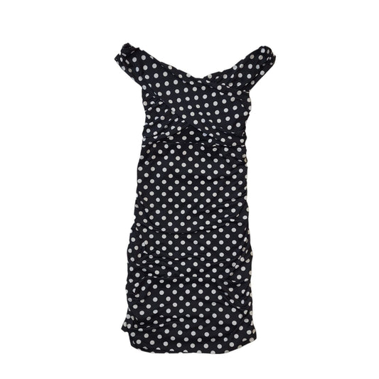Guess Black White Polka Dot Off Shoulder Bodycon Dress Women's BNWT UK M G818