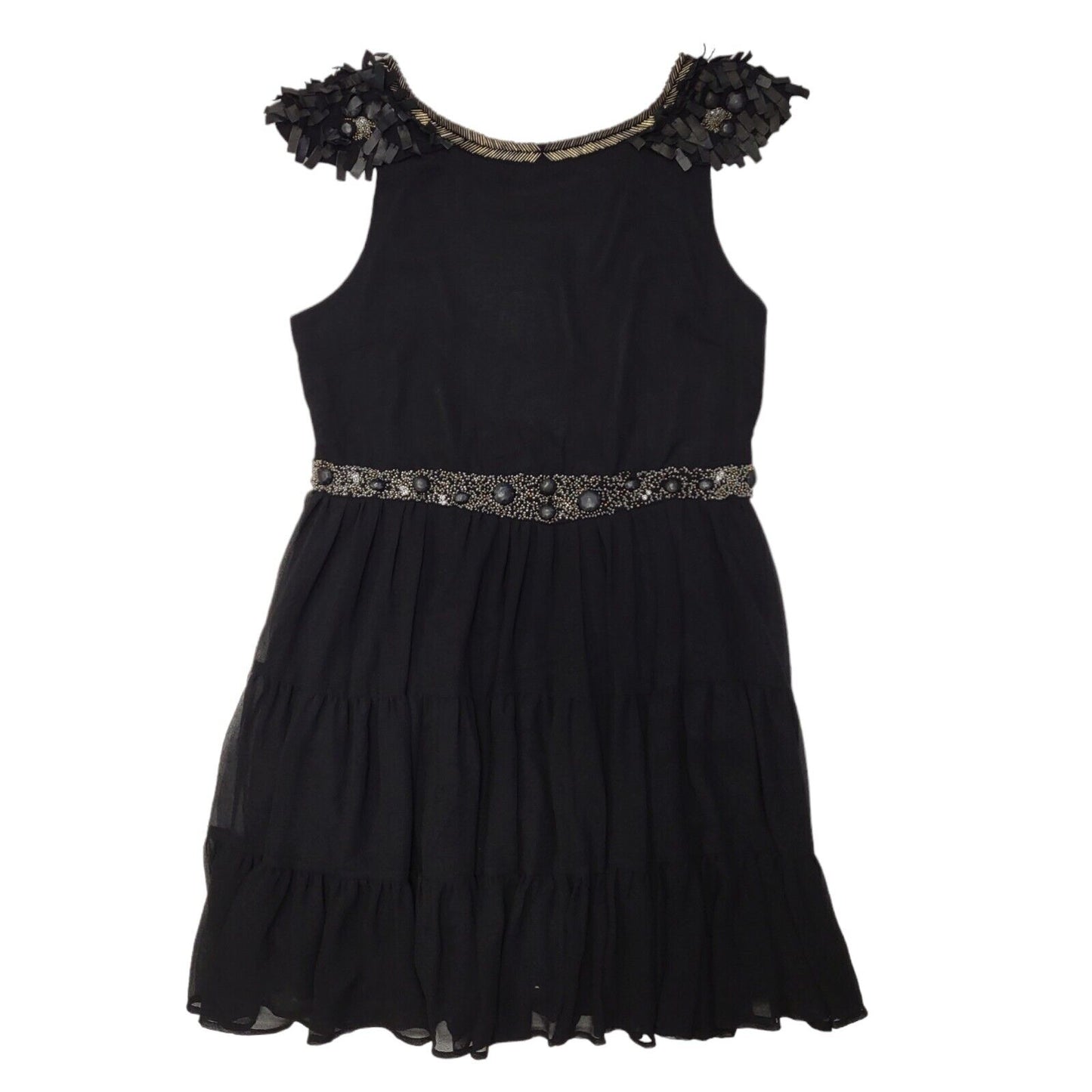 Next Black Beaded Fit & Flare Evening Dress UK Women's 16 BNWT H702